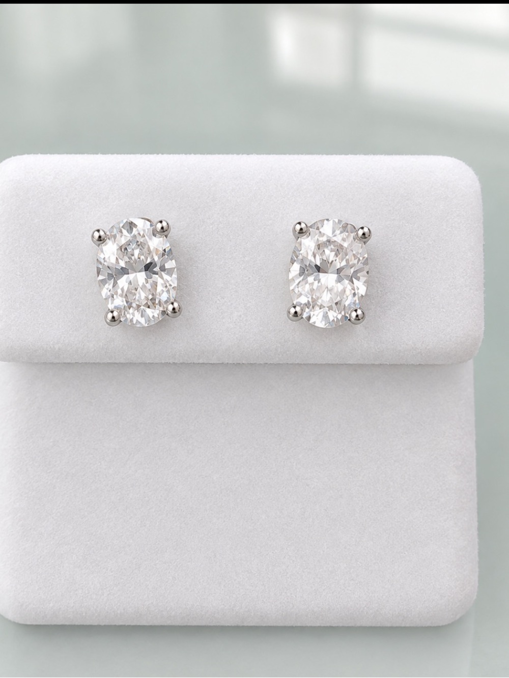 Classic Oval Moissanite Stud 3 ct Earrings in sterling silver